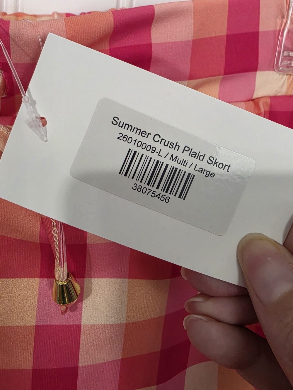 Jess Lea | NWT Summer Crush Plaid Skort Pink Yellow Orange Large - Picture 5 of 8